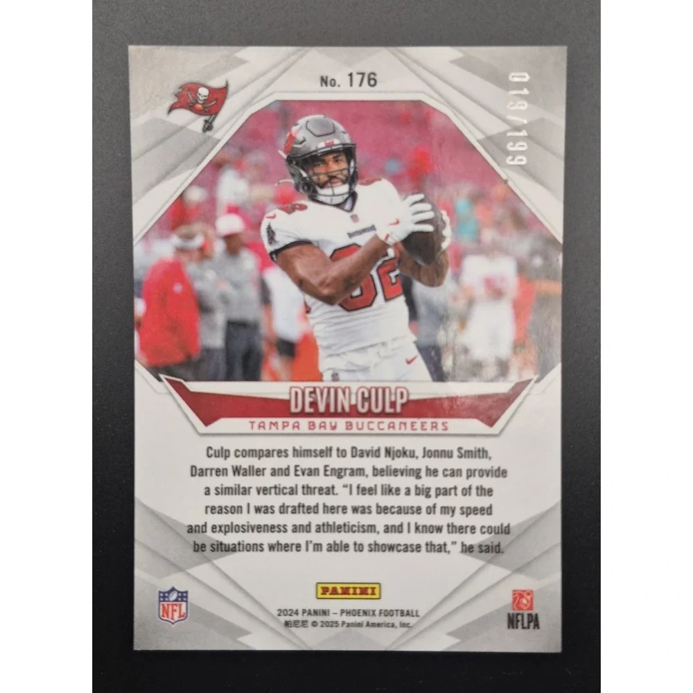 2024 Panini Phoenix Football Devin Culp #176 Red Lazer /199 (RC) Buccaneers
